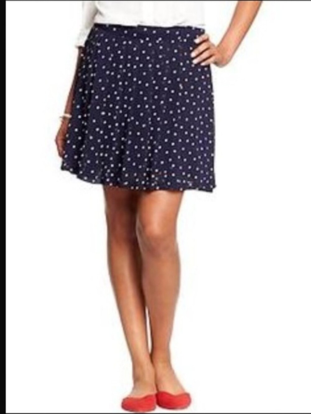 Old Navy- Navy Skirt white Polka Dot Pleated Mini Skirt sz Small